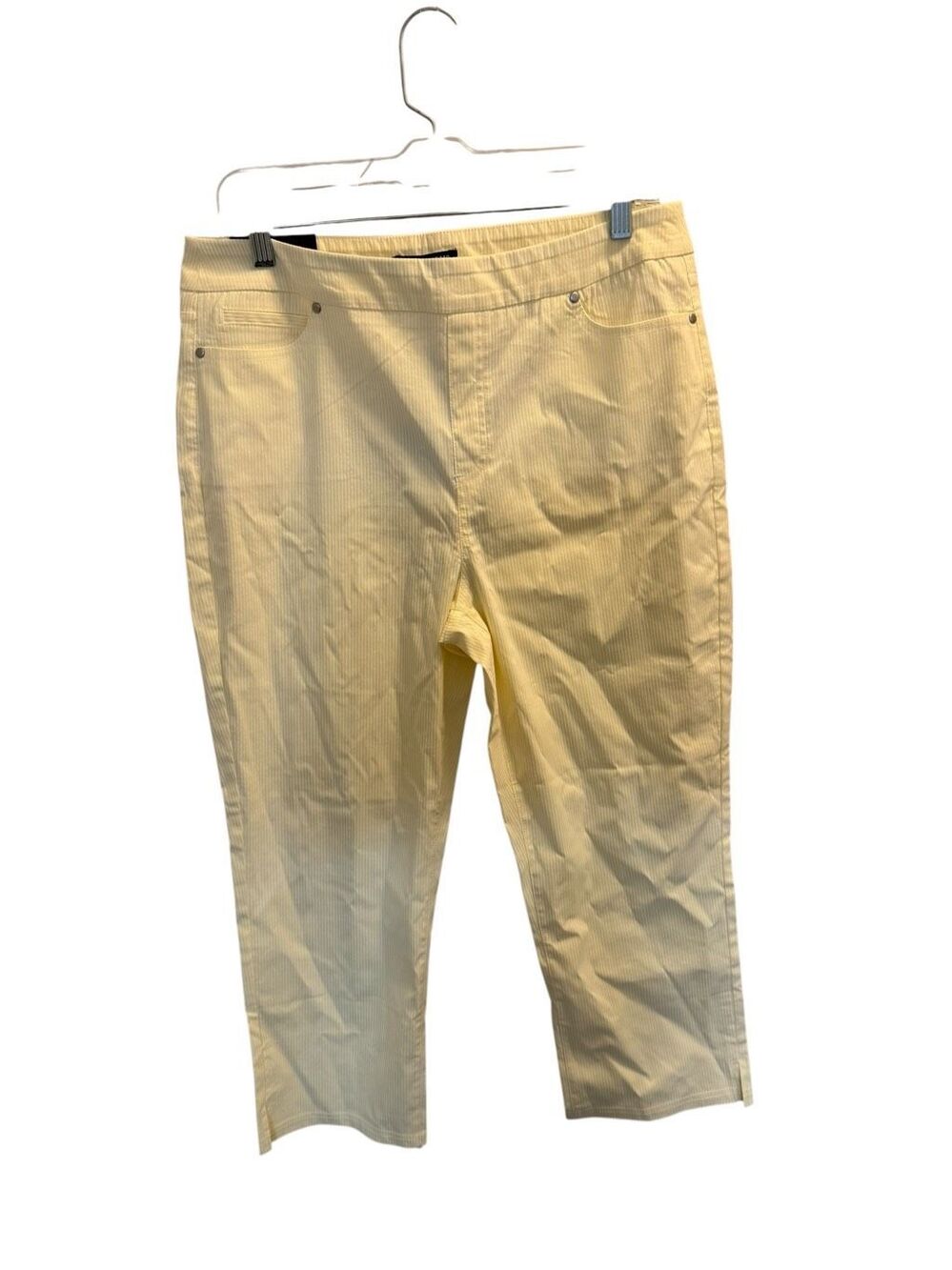 Mario Serrani yellow seersucker pull on stretch capri pants size XL